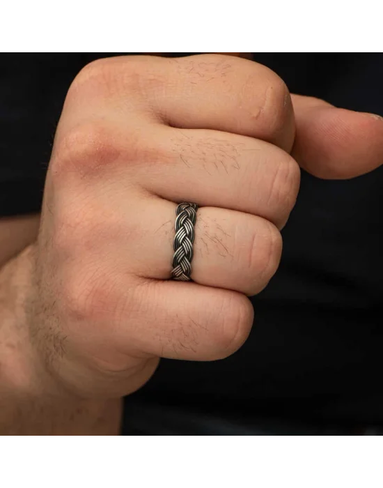 Gümüş Kazaziye Örgü Yüzük