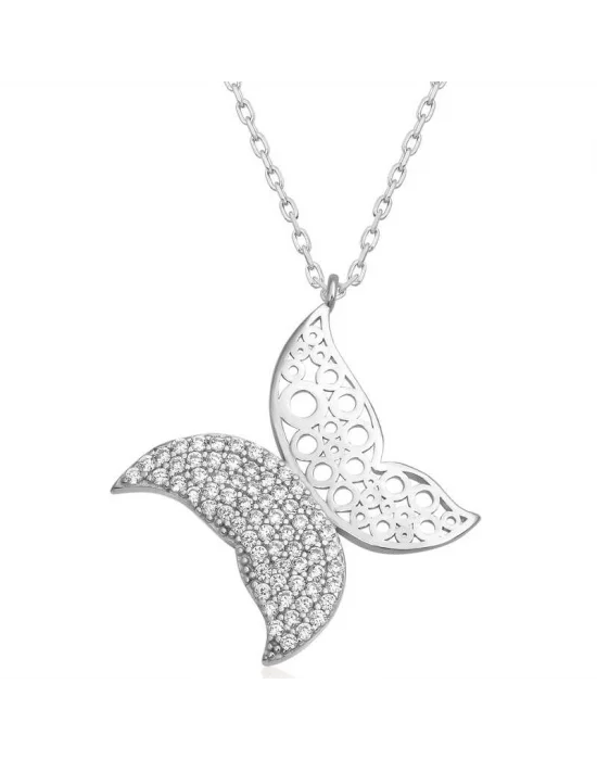 Gümüş Kelebek Kadın Kolye