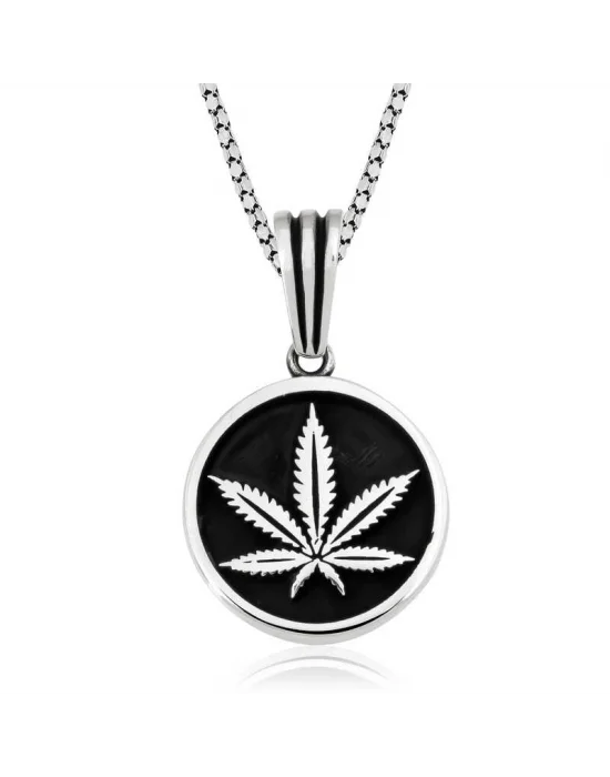 Gümüş Kenevir Yaprağı Kolye