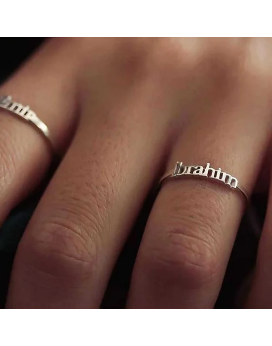 Gümüş Kişiye Özel İsim Yazılabilen Bayan Yüzük