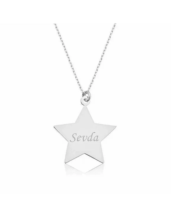 Gümüş Kişiye Özel İsimli Yıldız Kolye