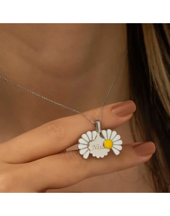Gümüş Kişiye Özel Papatya Kolye