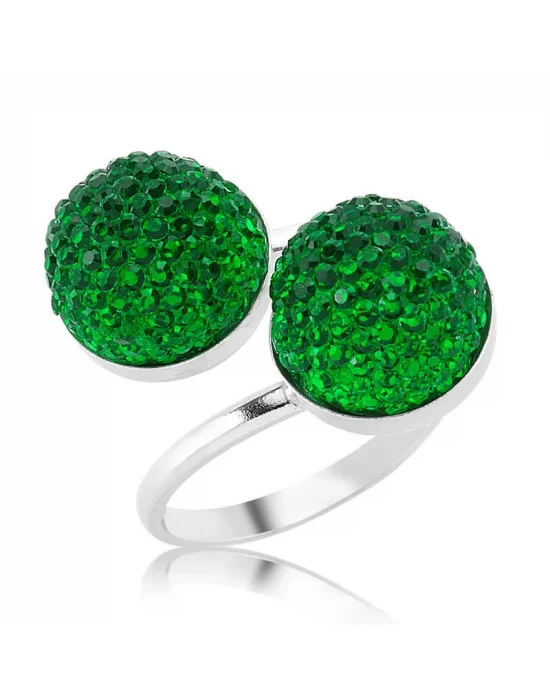 Gümüş Kristal Taşlı Bayan Yüzük