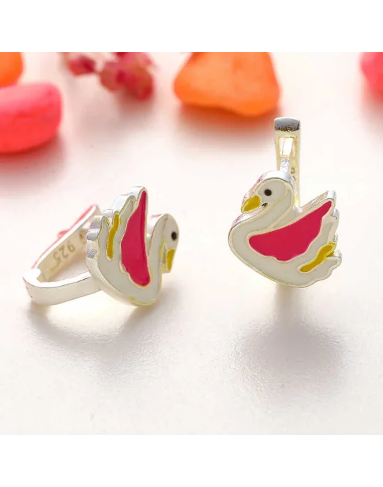 Gümüş Kuğu Çocuk Küpesi