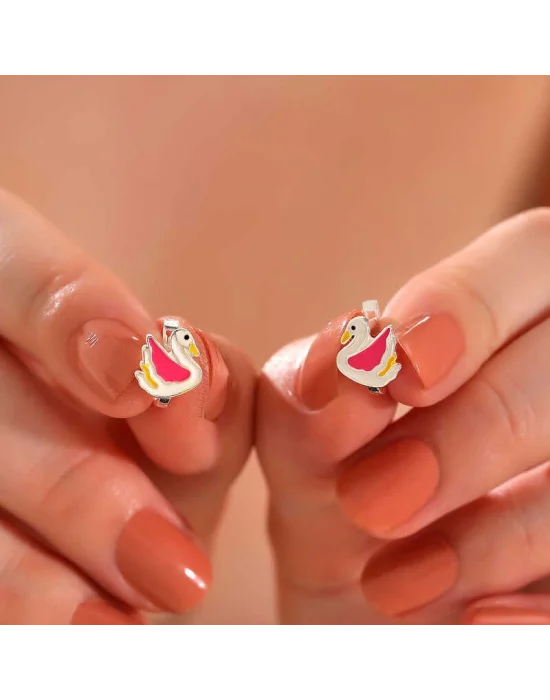 Gümüş Kuğu Çocuk Küpesi