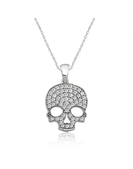 Gümüş Kuru Kafa Bayan Kolye