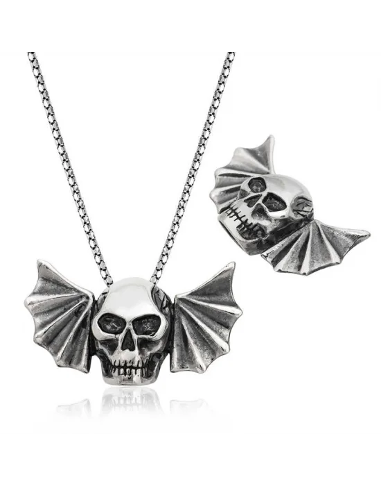 Gümüş Kuru Kafa Erkek Kolye