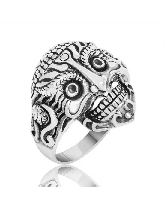 Gümüş Kuru Kafa Erkek Yüzük