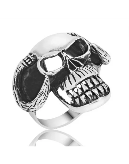 Gümüş Kuru Kafa Erkek Yüzük