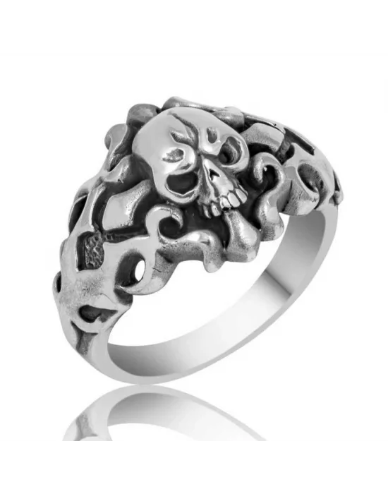 Gümüş Kuru Kafa Erkek Yüzük