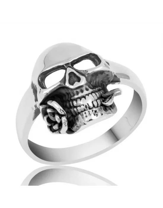 Gümüş Kuru Kafa Erkek Yüzük