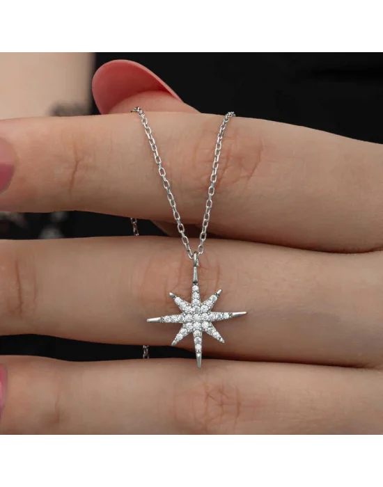 Gümüş Kutup Yıldızı Kadın Kolye