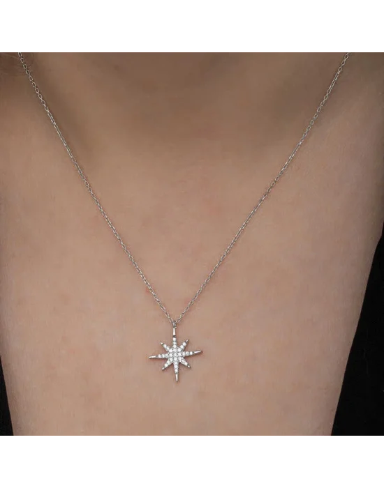 Gümüş Kutup Yıldızı Kadın Kolye