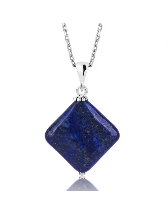 Gümüş Lapis Doğal Taş Kolye