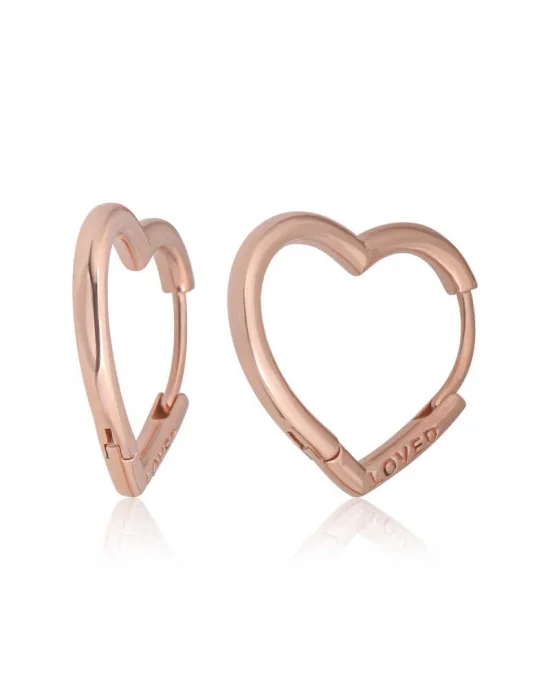 Gümüş Loved Yazılı Taşsız Kalp Kadın Küpe