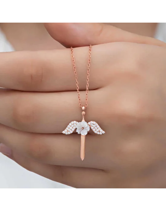 Gümüş Manolya Çiçeği Melek Kadın Kolye