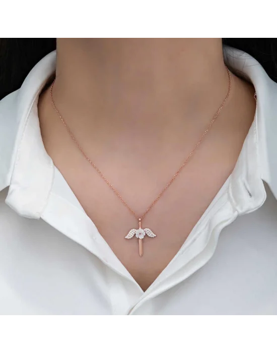 Gümüş Manolya Çiçeği Melek Kadın Kolye