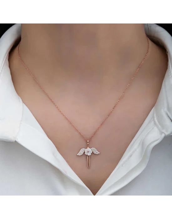 Gümüş Manolya Çiçeği Melek Kadın Kolye