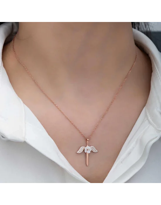 Gümüş Manolya Çiçeği Melek Kadın Kolye