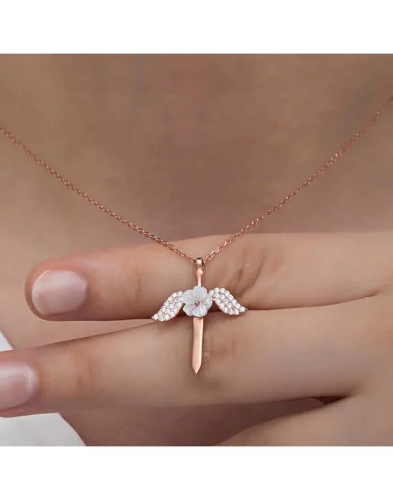 Gümüş Manolya Çiçeği Melek Kadın Kolye