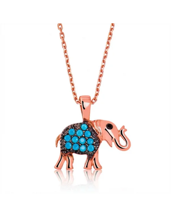 Gümüş Mavi Fil Bayan Kolye