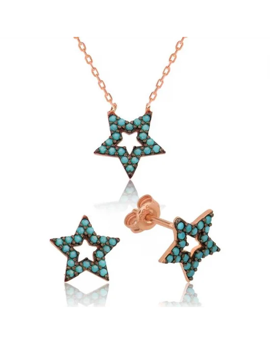 Gümüş Mavi Yıldız Bayan Set