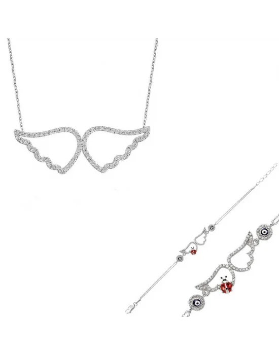 Gümüş Melek Kanadı Bayan Set