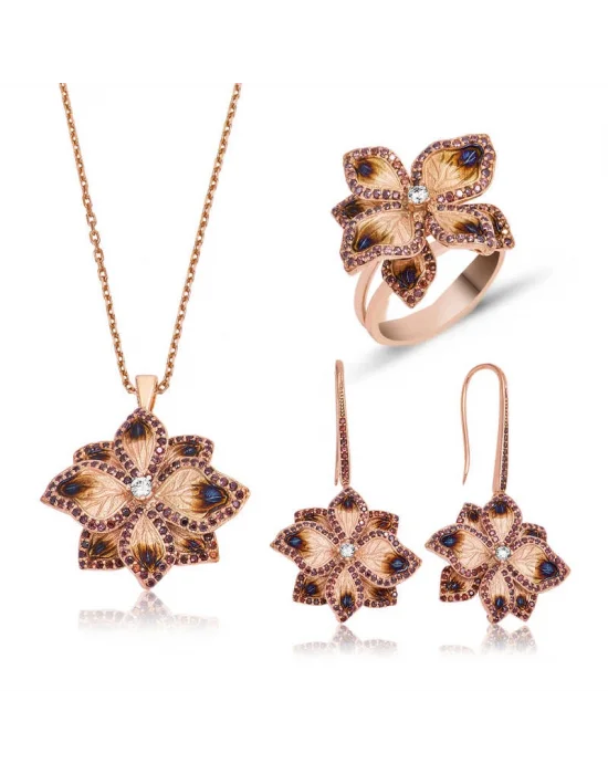 Gümüş Menekşe Çiçeği Bayan Set