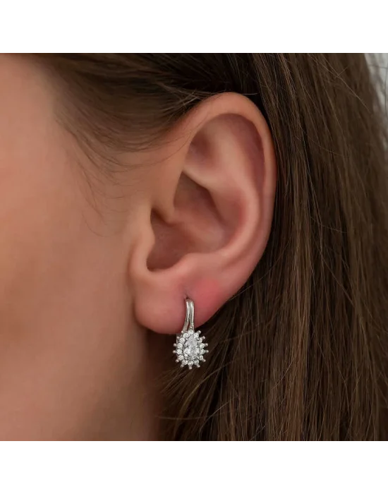 Gümüş Mengeçli Damla Kesim Küpe