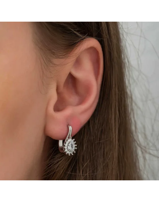 Gümüş Mengeçli Damla Kesim Küpe