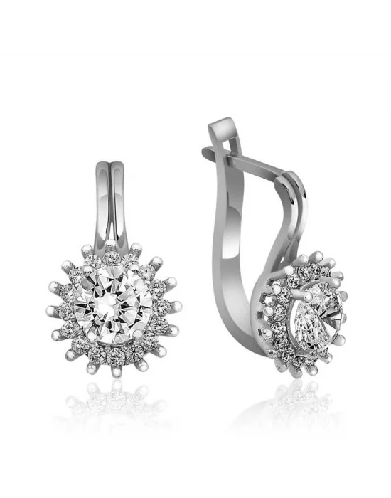 Gümüş Mengeçli Yuvarlak Kesim Küpe