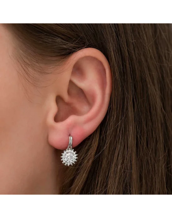 Gümüş Mengeçli Yuvarlak Kesim Küpe