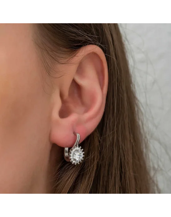 Gümüş Mengeçli Yuvarlak Kesim Küpe