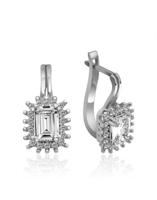 Gümüş Mengeçli Zümrüt Kesim Küpe