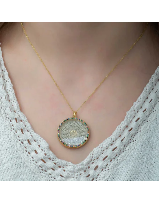 Gümüş Miks Taşlı Esmaül Hüsna Bayan Kolye