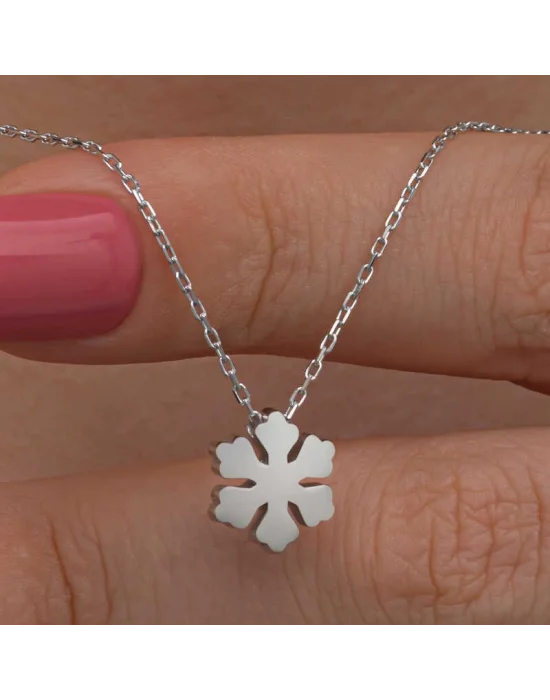 Gümüş Minimal Kar Tanesi Kadın Kolye