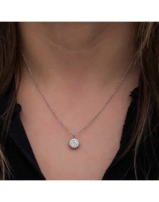 Gümüş Minimal Yuvarlak Anturaj Kadın Kolye