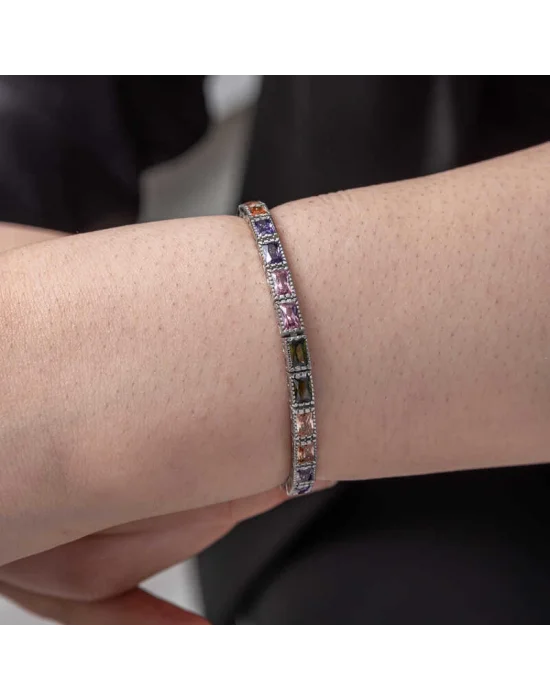 Gümüş Mix Taşlı Su Yolu Kadın Bileklik