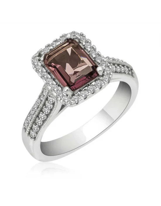 Gümüş Mor Baget Taşlı Kadın Yüzük