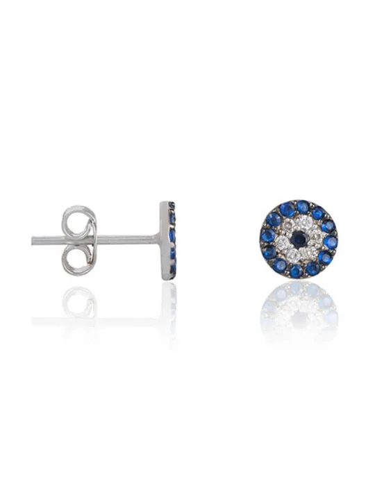 Gümüş Nazar Çivili Küpe