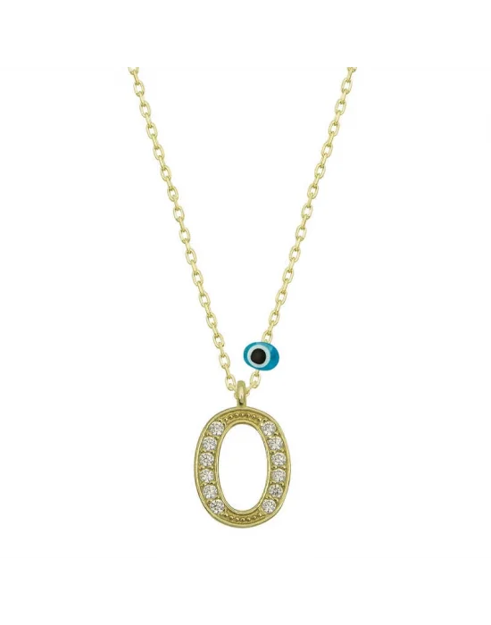 Gümüş Nazar Gold O Harfi Kadın Kolye