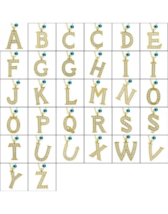 Gümüş Nazar Gold U Harfi Kadın Kolye