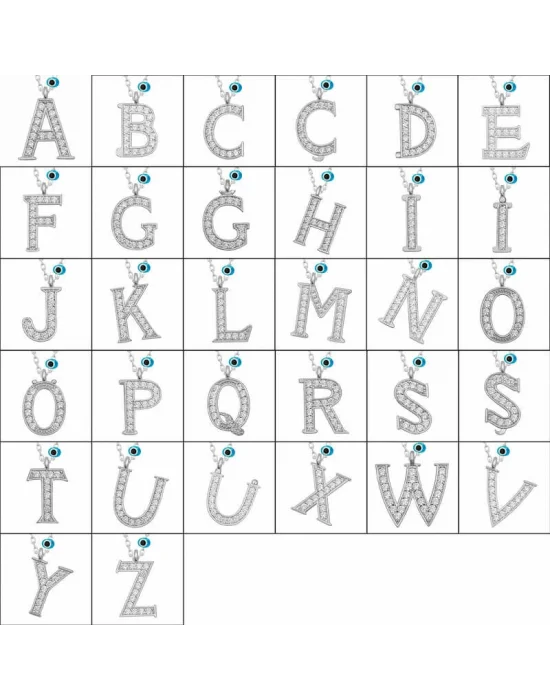 Gümüş Nazar Rodyum Ş Harfi Kadın Kolye