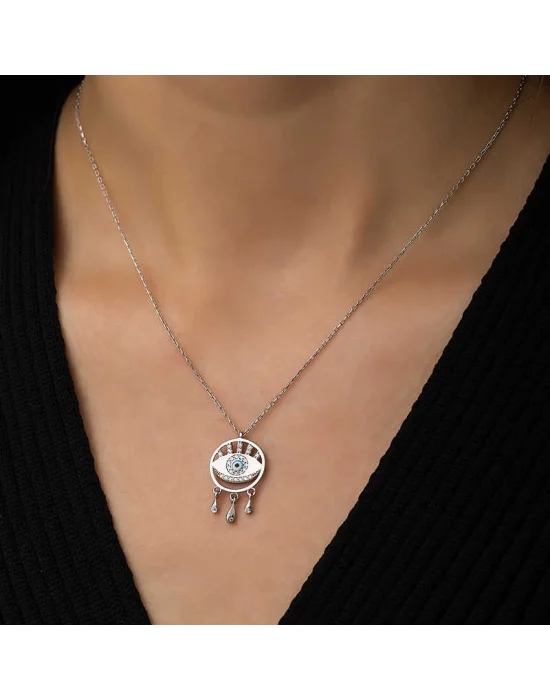 Gümüş Nazarlı Göz Kolye