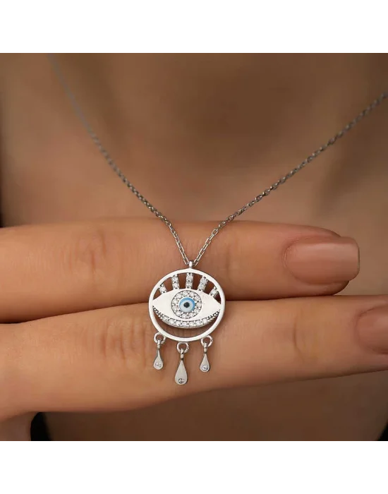 Gümüş Nazarlı Göz Kolye