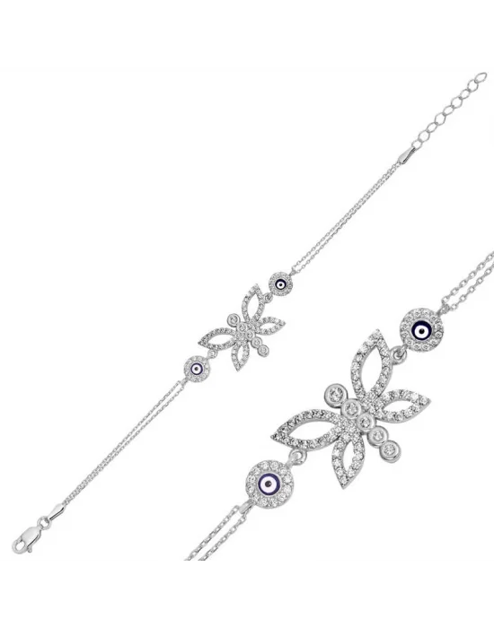 Gümüş Nazarlı Kelebek Bayan Bileklik