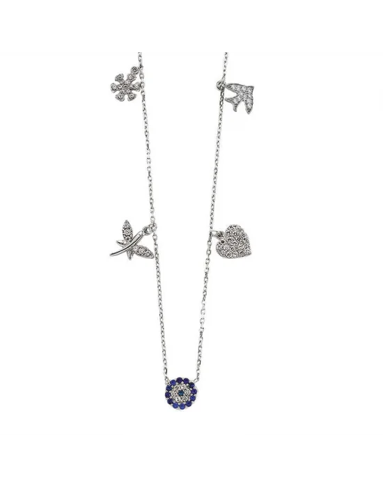 Gümüş Nazarlı Şans Kolyesi