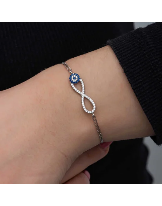 Gümüş Nazarlı Sonsuzluk Kadın Bileklik