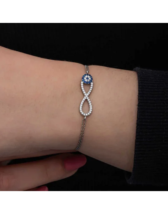 Gümüş Nazarlı Sonsuzluk Kadın Bileklik