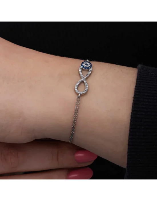 Gümüş Nazarlı Sonsuzluk Kadın Bileklik